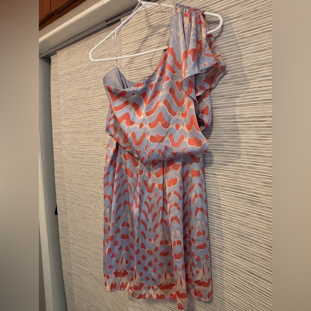 One-Shoulder Jessica Simpson Coral & Lavender Print Dress